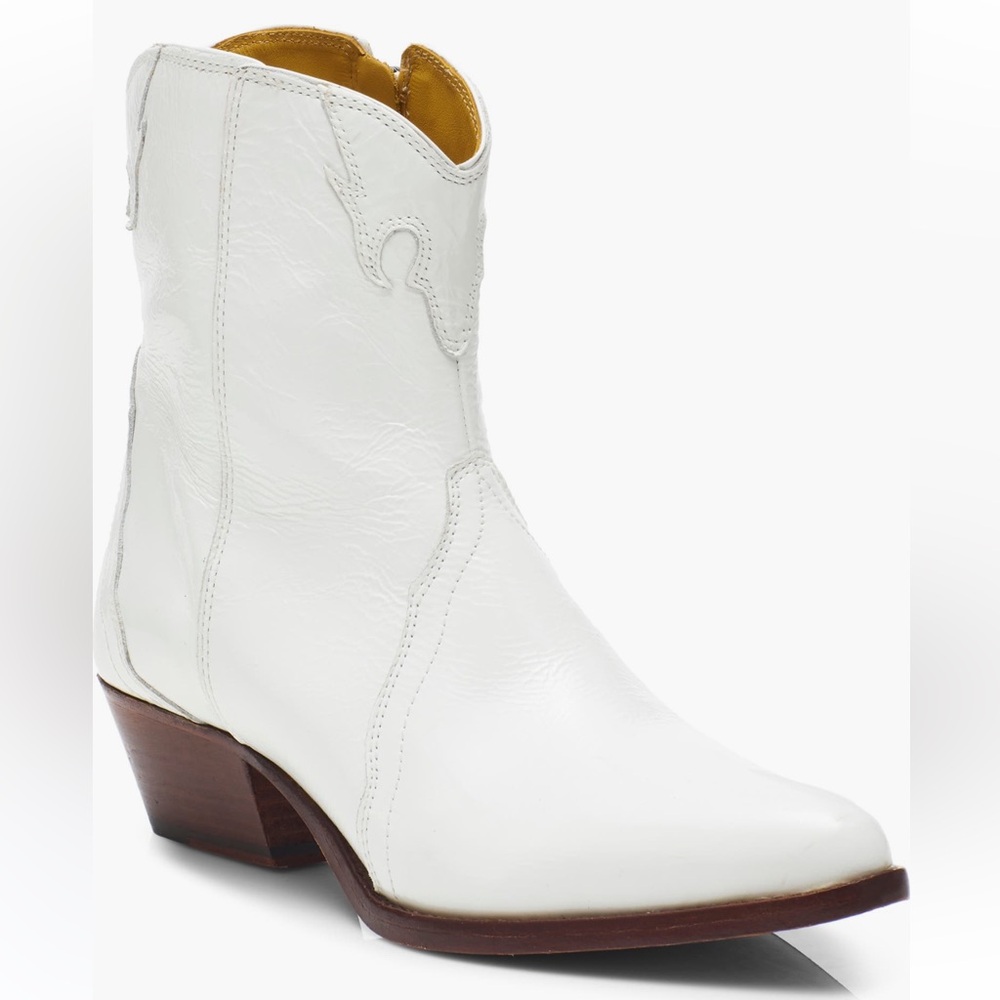 Free People New Frontier Western Bootie ankle cowboy cowgirl‎ boots white us 7.5